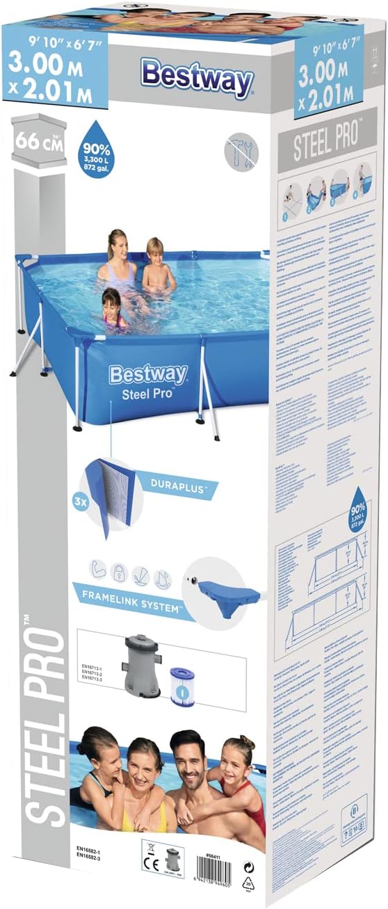 Bestway Steel Pro Pool 3×2m | مسبح عائلي جاهز مع مضخة فلتر