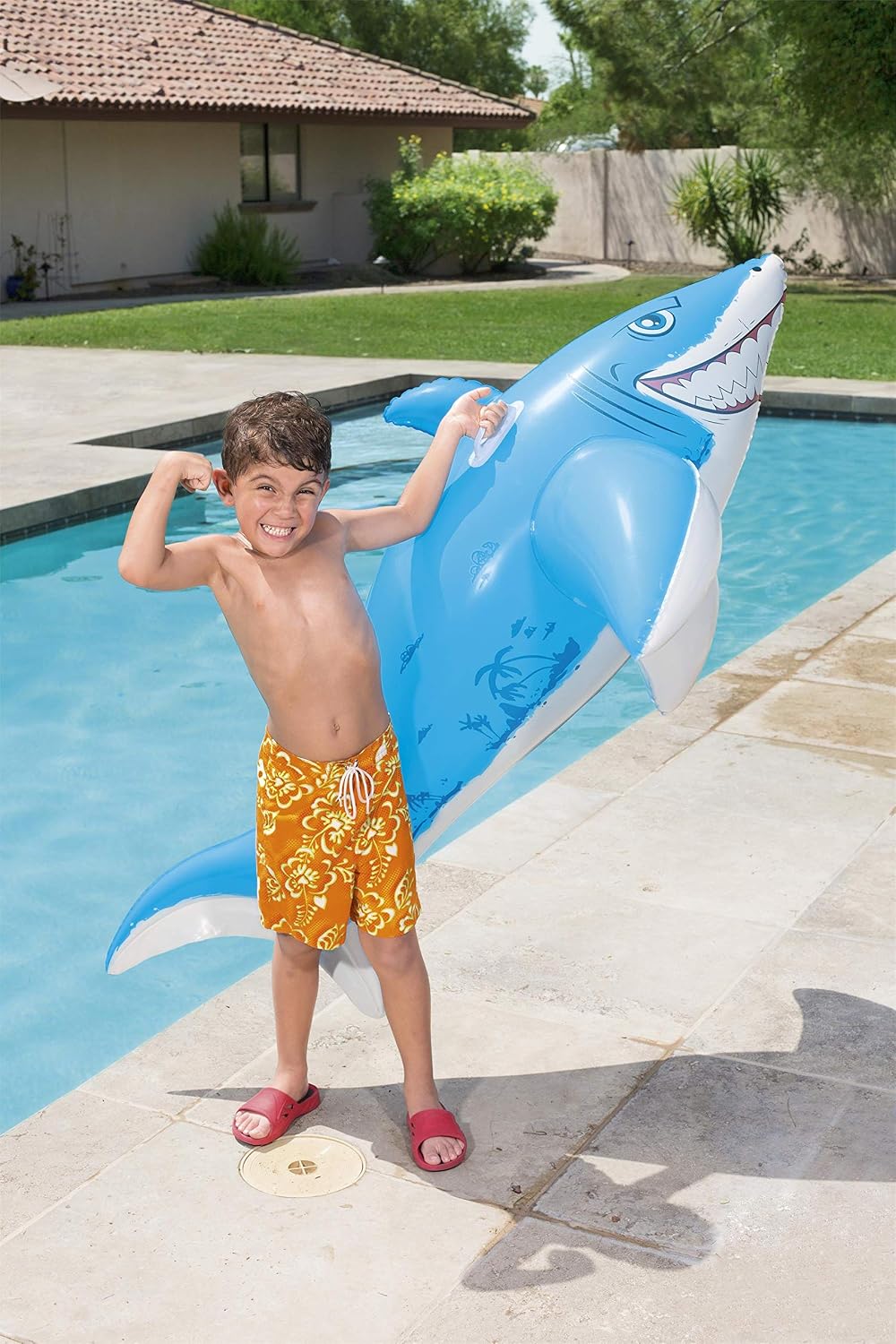 عوامة قرش أبيض للأطفال 183×102 سم | Bestway 41032 Great White Shark Inflatable Ride-On