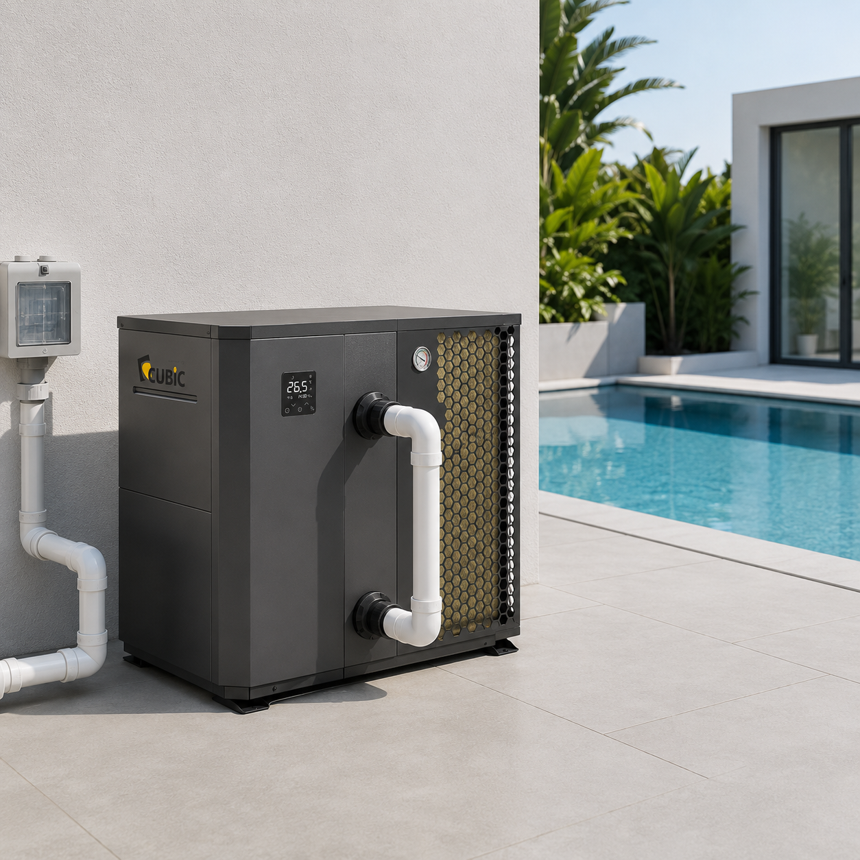 CUBIC Full Inverter Pool Heater with 7–37 kW Capacity