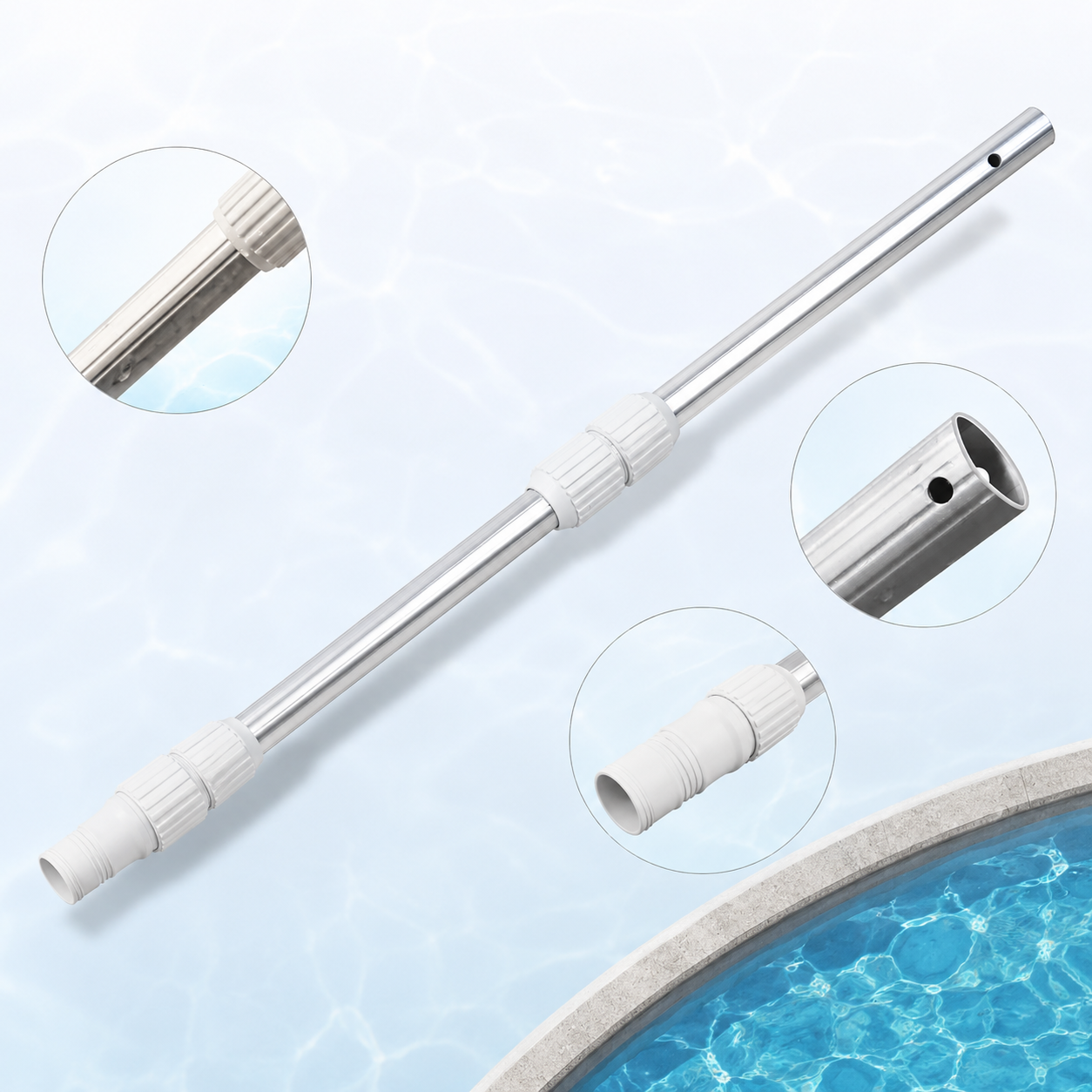 Extendable Aluminum Pool Cleaning Pole