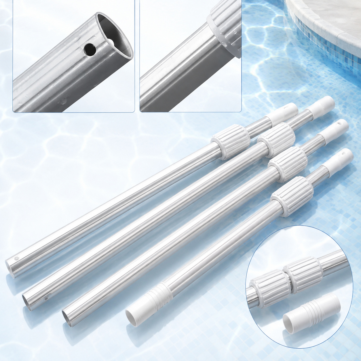 Extendable Aluminum Pool Cleaning Pole