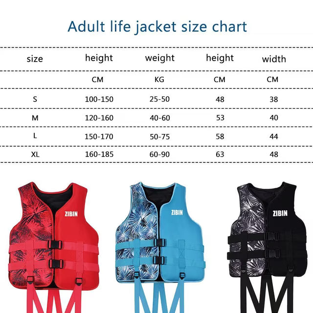Life Jacket Safety Vest - Red Pattern, Size M - L