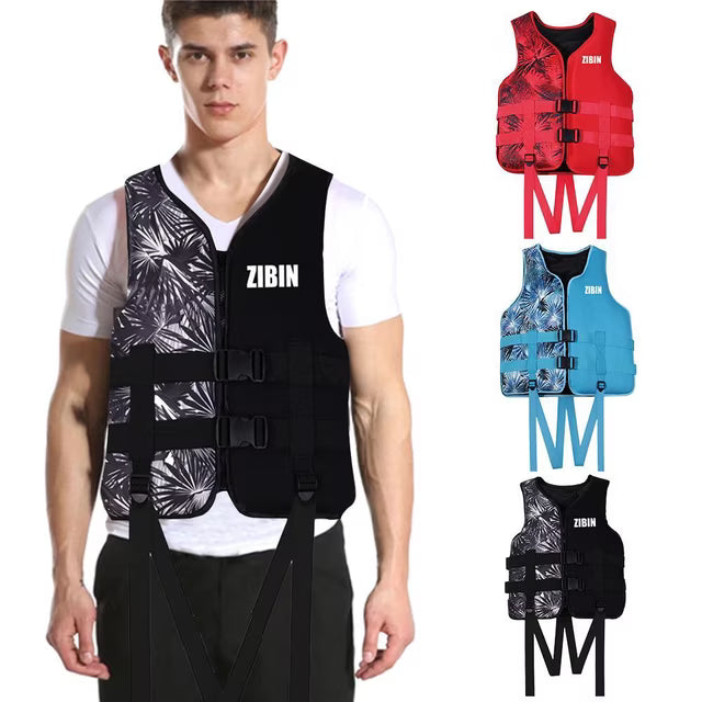 Life Jacket Safety Vest - Red Pattern, Size M - L